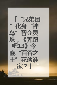 “兄弟团”化身“神鸟”智夺灵珠，《奔跑吧13》今晚“百谷之王”花落谁家？