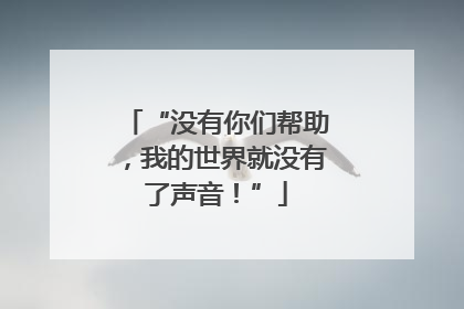 “没有你们帮助，我的世界就没有了声音！”