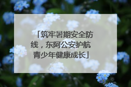 筑牢暑期安全防线，东阿公安护航青少年健康成长