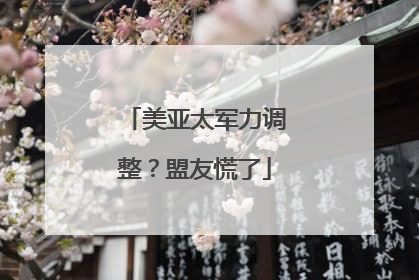 美亚太军力调整？盟友慌了
