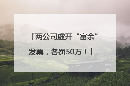 两公司虚开“富余”发票，各罚50万！