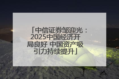 中信证券邹迎光：2025中国经济开局良好 中国资产吸引力持续提升