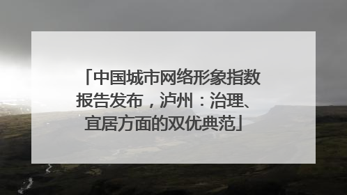 中国城市网络形象指数报告发布，泸州：治理、宜居方面的双优典范
