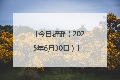 今日辟谣（2025年6月30日）