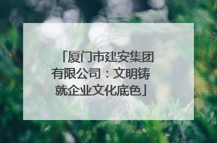 厦门市建安集团有限公司：文明铸就企业文化底色