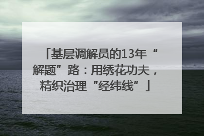 基层调解员的13年“解题”路：用绣花功夫，精织治理“经纬线”