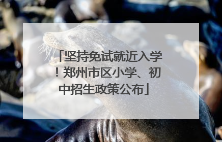 坚持免试就近入学！郑州市区小学、初中招生政策公布