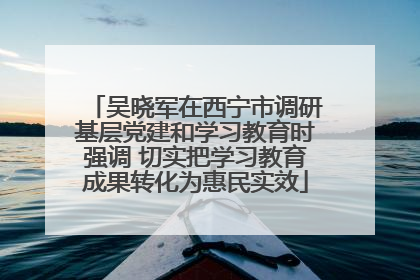 吴晓军在西宁市调研基层党建和学习教育时强调 切实把学习教育成果转化为惠民实效
