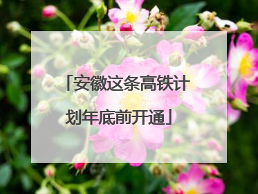 安徽这条高铁计划年底前开通