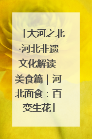 大河之北·河北非遗文化解读 美食篇｜河北面食：百变生花