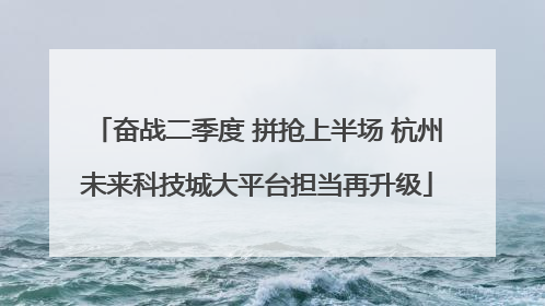 奋战二季度 拼抢上半场 杭州未来科技城大平台担当再升级