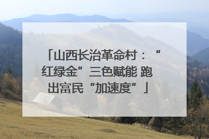 山西长治革命村：“红绿金”三色赋能 跑出富民“加速度”