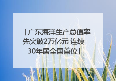 广东海洋生产总值率先突破2万亿元 连续30年居全国首位