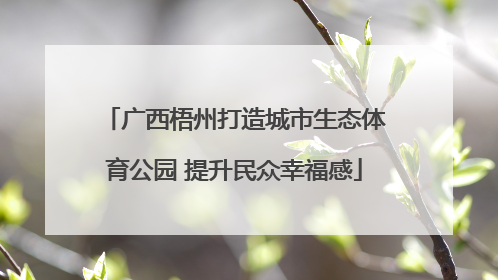 广西梧州打造城市生态体育公园 提升民众幸福感
