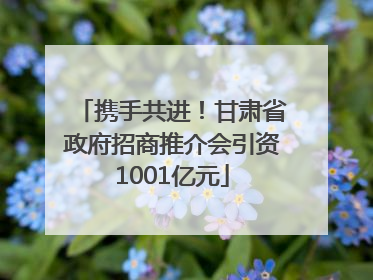 携手共进！甘肃省政府招商推介会引资1001亿元