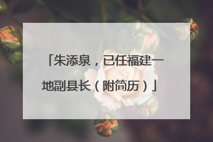 朱添泉，已任福建一地副县长（附简历）