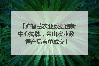 沪智慧农业数据创新中心揭牌，金山农业数据产品首单成交