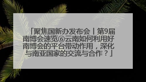 聚焦国新办发布会丨第9届南博会速览⑥云南如何利用好南博会的平台带动作用，深化与南亚国家的交流与合作？