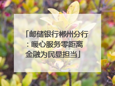 邮储银行郴州分行：暖心服务零距离 金融为民显担当