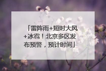 雷阵雨+短时大风+冰雹！北京多区发布预警，预计时间