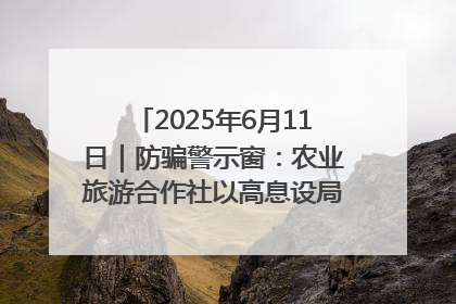 2025年6月11日｜防骗警示窗：农业旅游合作社以高息设局，集资380万