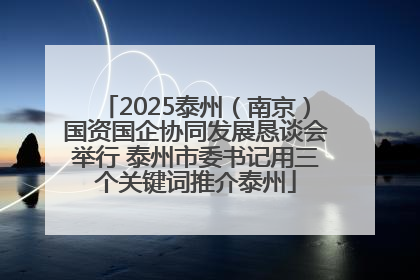 2025泰州（南京）国资国企协同发展恳谈会举行 泰州市委书记用三个关键词推介泰州